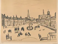 Tree in a square by L. S. Lowry, Lithograph, sold Jul 2026