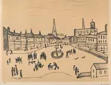 Tree in a square by L. S. Lowry, Lithograph, sold Jul 2026