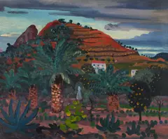 Palm trees at collioure by James Dickson Innes, 1911, Oil on canvas, sold Jul 2026