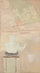Still life with a fan by Mary Potter, 1965, Oil on canvas, sold Jul 2026