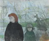 Girl with red hair and two children by Elinor Bellingham-Smith, Oil on canvas, sold Jul 2026