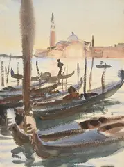 Venice, gondolas off san giorgio maggiore by John Singer Sargent, Watercolour over touches of pencil, sold Jul 2026