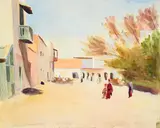 Market square, biskra, algeria by Emily Sargent, Watercolour, sold Jul 2026