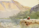 Figures on the shore by Emily Sargent, Watercolour, sold Jul 2026