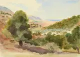 Landscape between haifa and nazareth in the mount carmel range by Emily Sargent, 1904, Watercolour, sold Jul 2026