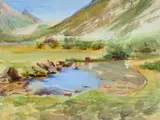 A brook near purtud, val d'aosta, switzerland by Emily Sargent, Watercolour over touches of pencil, sold Jul 2026
