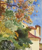 Trees in the gardens of the villa varramista by Emily Sargent, Watercolour, sold Jul 2026