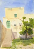 Courtyard with a tree, hammamet by Emily Sargent, Watercolour, sold Jul 2026