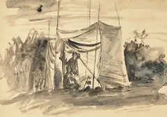 An encampment by Augustus John, Pen and ink and wash, sold Jul 2026