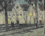 The promenade au clair du lune by Henri Le Sidaner, Pastel heightened with black, sold Jul 2026