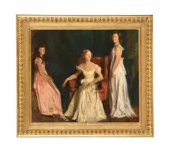 Study for jane, jennifer and susan clark by Alfred Lawrence, Oil on board, sold Jul 2026