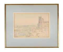 Carcassonne by Lamorna Birch, Pencil and watercolour, sold Jul 2026