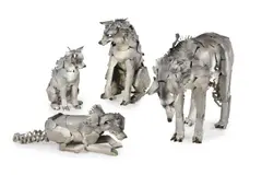 A metal sculptural study of a family of wolves, 20th century by Carlos Dawe, sculpture, sold Jul 2026