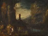 Penitent praying in a moonlit landscape by Rombout van Troyen, Oil on copper, sold Jun 2026