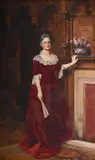 Portrait of a lady in a red dress by John Collier, Oil on canvas, sold Jun 2026