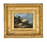 Sheep and lamb in a landscape by Eugène Verboeckhoven, Oil on panel, sold Jun 2026