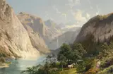 Cattle in an alpine landscape by Hermann Herzog, Oil on canvas, sold Jun 2026