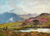 Highland landscape with a stag and doe by Charles Stuart, Oil on canvas, sold Jun 2026