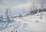 Snowy landscape by Gustav Porš, Oil on canvas, sold Jun 2026