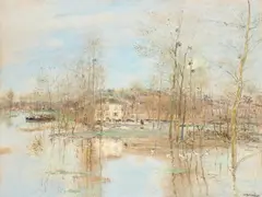 L'inondation dans la plaine by Jean-François Raffaëlli, Oil on board, sold Jun 2026