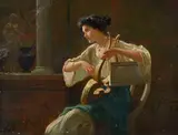 Pompeiian lullaby by Ettore Forti, Oil on canvas, sold Jun 2026
