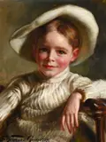 Portrait of a young boy with a white hat by Sigismund Goetze, Oil on canvas, sold Jun 2026