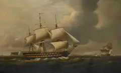 A ship-of-the-line in two positions off the seven sisters by Thomas Luny, Oil on canvas, sold Jun 2026