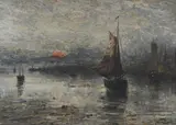 Shipping off the coast by Jeanna Bauck, Oil on canvas, sold Jun 2026