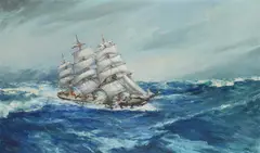 'running her easting down' by Frank Henry Mason, Oil on canvas, sold Jun 2026