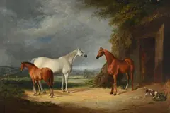 Hunters and a foal in a landscape by Henry Bernard Chalon, Oil on panel, sold Jun 2026