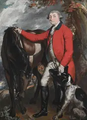 Portrait of a gentleman beside a saddled bay hunter by Daniel Gardner, Watercolour, bodycolour, pencil and pastel, sold Jun 2026