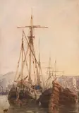 Fishing boats at anchor by Richard Parkes Bonington, watercolor, sold Jun 2026