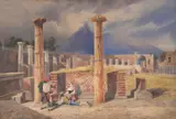 Pompei and vesuvius by Catherine Vernon Harcourt, Watercolour and pencil heightened with white, sold Jun 2026