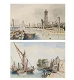 BELOW WATERLOO BRIDGE; WHITEHALL GARDENSWatercolour by James Wilson Carmichael, Watercolour, a pair Both signed with initials and dated '1849', sold Jun 2026