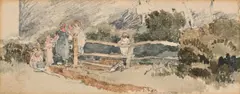 Study of children climbing a fence by Peter De Wint, Watercolour and pencil on paper, sold Jun 2026