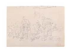 Study of chinese figures in a market by George Chinnery, Pencil Extensively inscribed with the artist's shorthand, sold Jun 2026