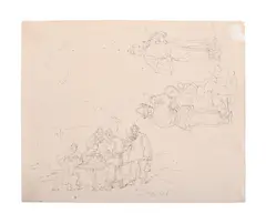 Various figure studies including men around a table by George Chinnery, Pencil, sold Jun 2026