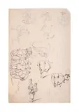 Various studies of figures and cattle by George Chinnery, Pencil, pen and ink, sold Jun 2026
