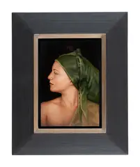 Head of a woman in profile by Ellen de Groot, Oil on masonite, sold Jun 2026