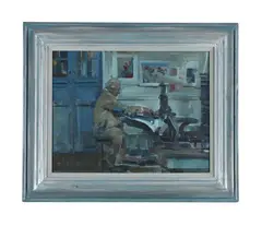 The college technician by Tom Coates, Oil on board, sold Jun 2026