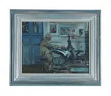 The college technician by Tom Coates, Oil on board, sold Jun 2026