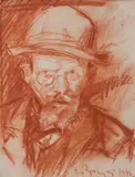 'Portrait of an Artist' by Ra Sir Frank Brangwyn, conté, offered Oct 2014