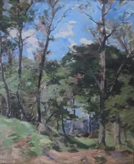 Corstorphine Woods by John Campbell Mitchell, oil on canvas, offered Oct 2014