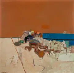 Boats at harbour by Leon Francesco Morrocco Arsa, oil on board, sold Oct 2014