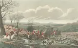 The Chase and Death of the Roebuck, a pair; Hare Hunting, a pair, Plate 1: Soho!; Plate 2: War Turnips! by William Parry Hodges, hand-coloured aquatints by Henry Alken and R. G. Reeve, sold Jun 2014