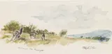 Zebra on the Serengeti by Ray Ellis, 1973, Watercolor, sold Jun 2024