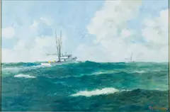 Offshore Shrimpers by Ray Ellis, 2006, Oil on Canvas, sold Jun 2024