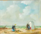 Beach Scene by Jean P. Guyon, Oil on Canvas, sold Jun 2024