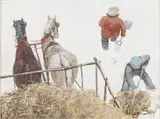 Loading Hay by Allen Sapp, 1984, Acrylic on Canvas, sold Jun 2024