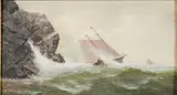 Heeling Off a Rocky Shore by John Wells Stancliff, 1889, Oil on Panel, sold Jun 2024